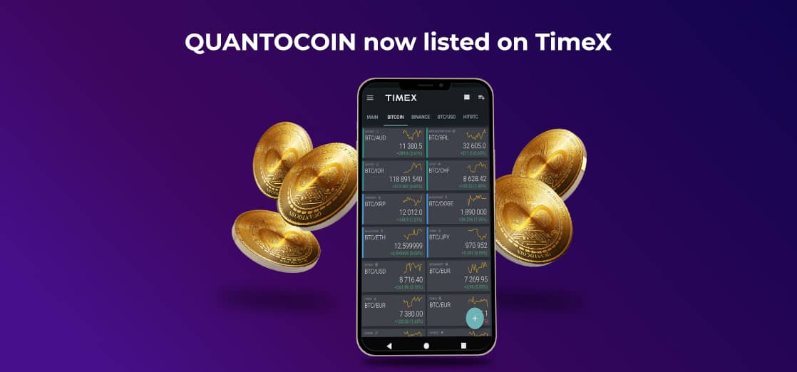 QUANTOCOIN (QTC) now listed on TimeX